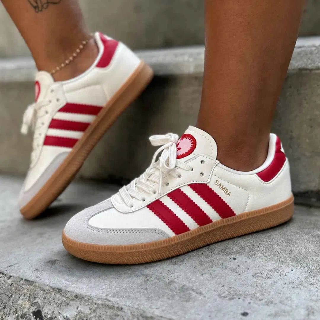 Adidas Samba Blanca Rayas Rojas