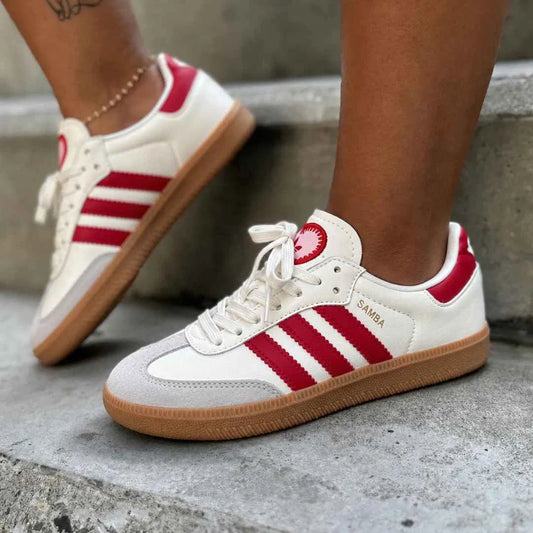 Adidas Samba Blanca Rayas Rojas